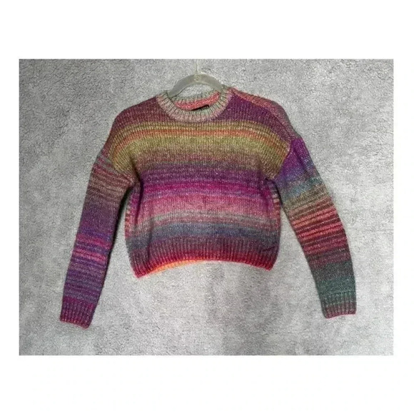 Kendall & Kylee Women's Crop Cable Knit Sweater Rainbow Pattern - Small - Picture 1 of 6